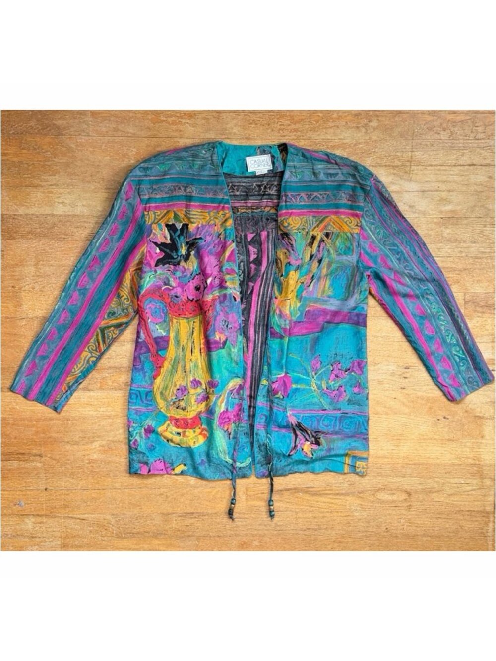 Vintage Colorful Art Print Oversize Jacket Size Small/Medium Boxy Cut Mixed